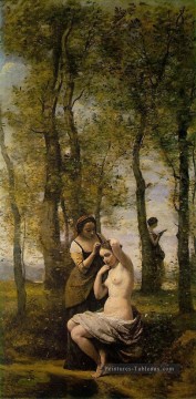  Figures Tableaux - Le Toilette dit Paysage avec des personnages plein air romantisme Jean Baptiste Camille Corot